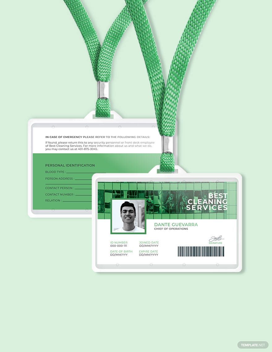 Cleaning Service ID Card Template