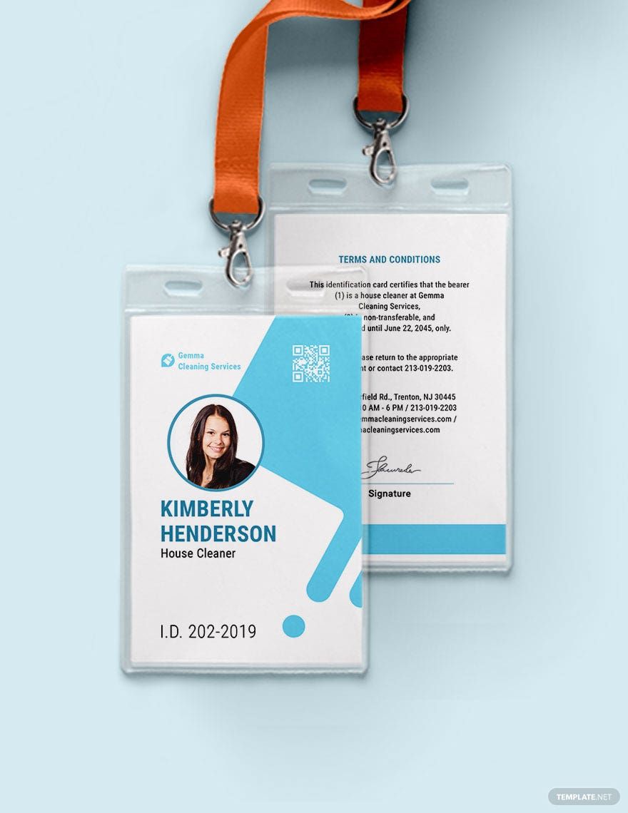 Free House Cleaner ID Card Template in Word, Illustrator, PSD, Apple Pages, Publisher
