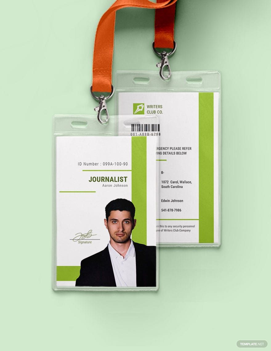 Journalist ID Card Template in Word, Illustrator, PSD, Apple Pages, Publisher