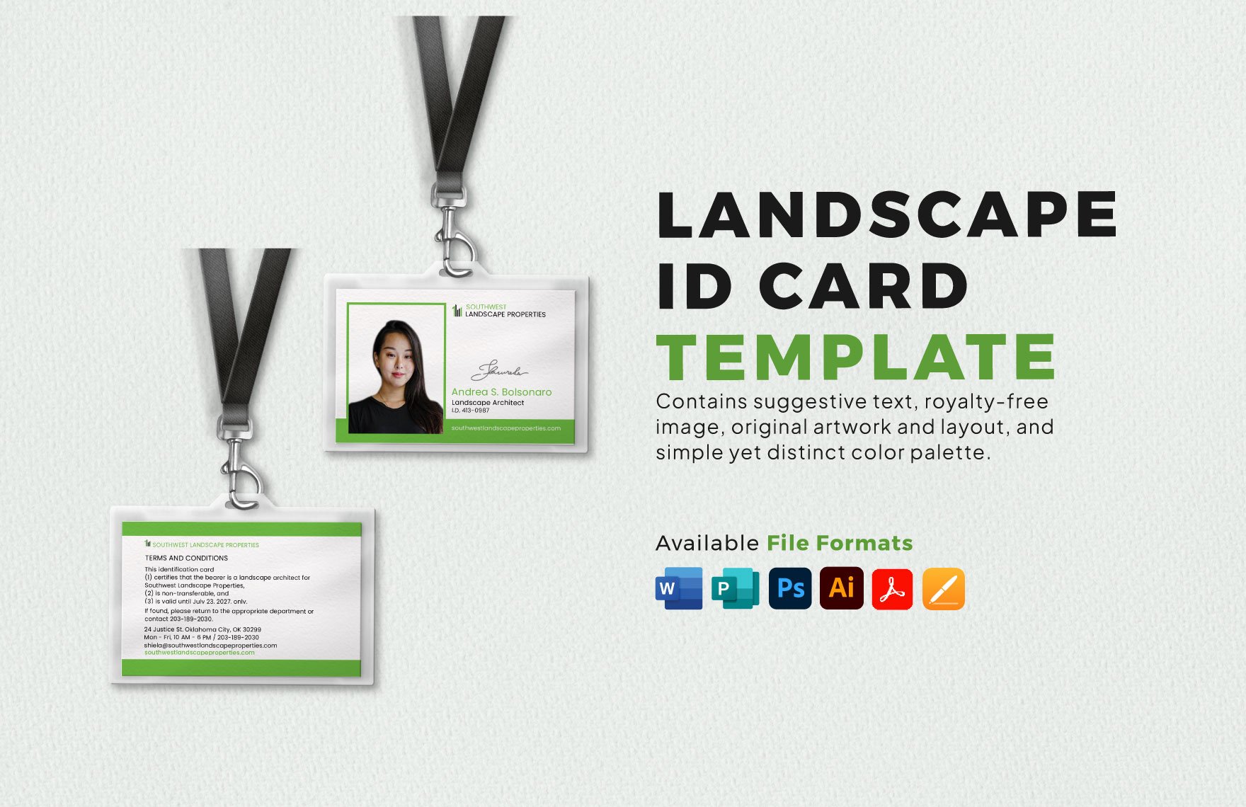 Landscape ID Card Template in Word, PDF, Illustrator, PSD, Apple Pages, Publisher