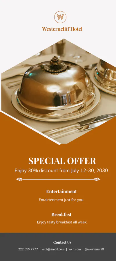 Free Elegant Hotel DL Card Template to Edit Online