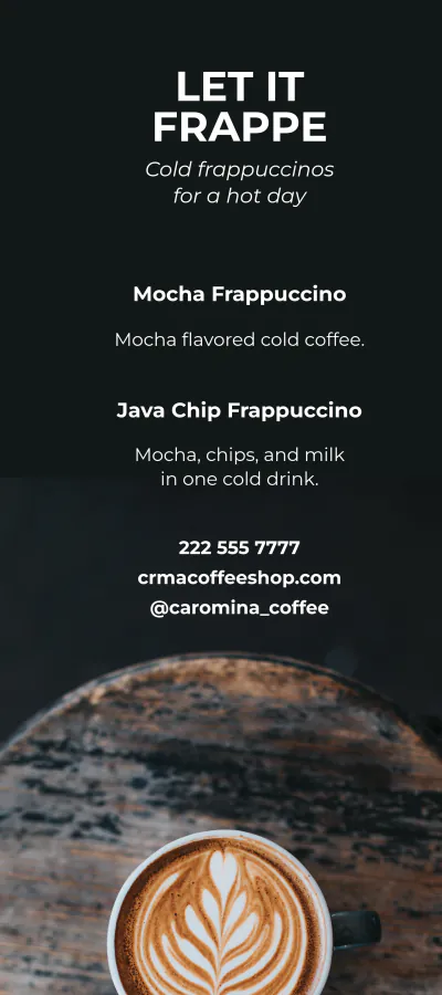 Free Coffee Shop DL Card Template to Edit Online