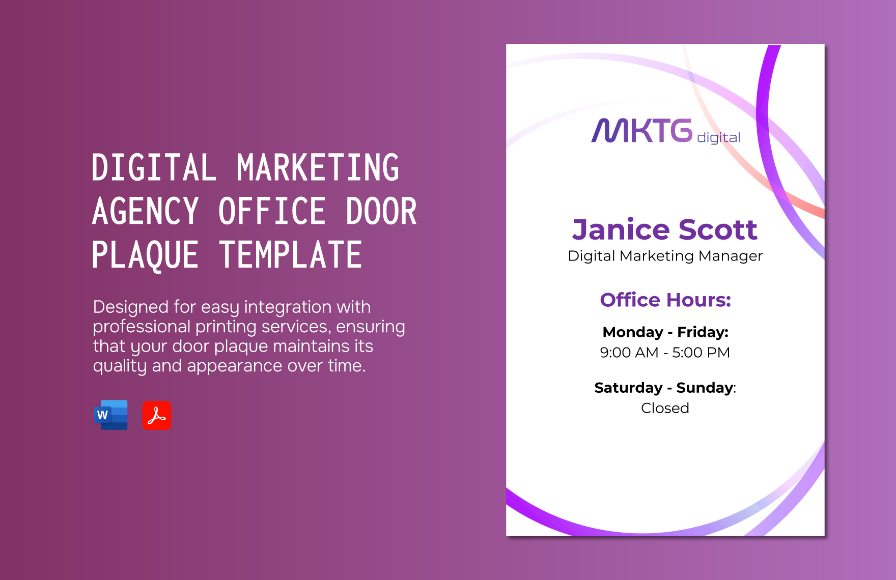 Digital Marketing Agency Office Door Plaque Template