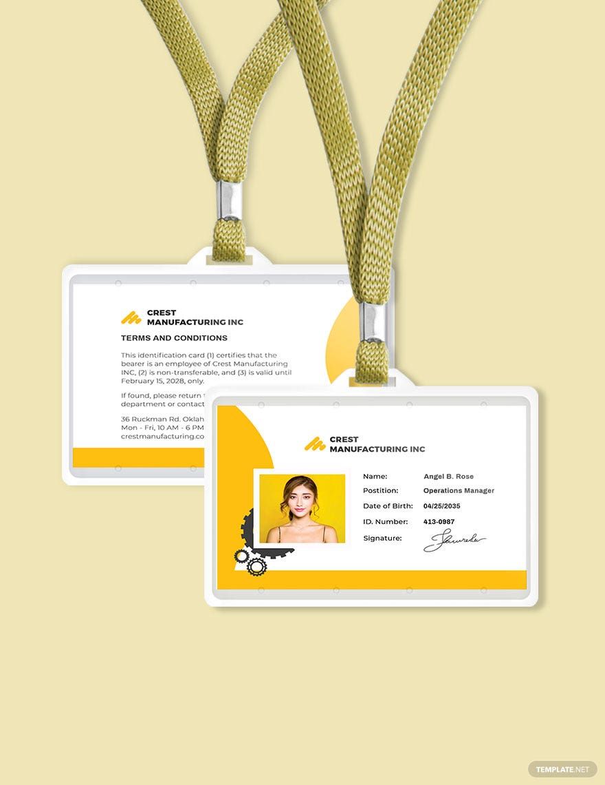 Manufacturing ID Card Template in Word, Illustrator, PSD, Apple Pages, Publisher, InDesign