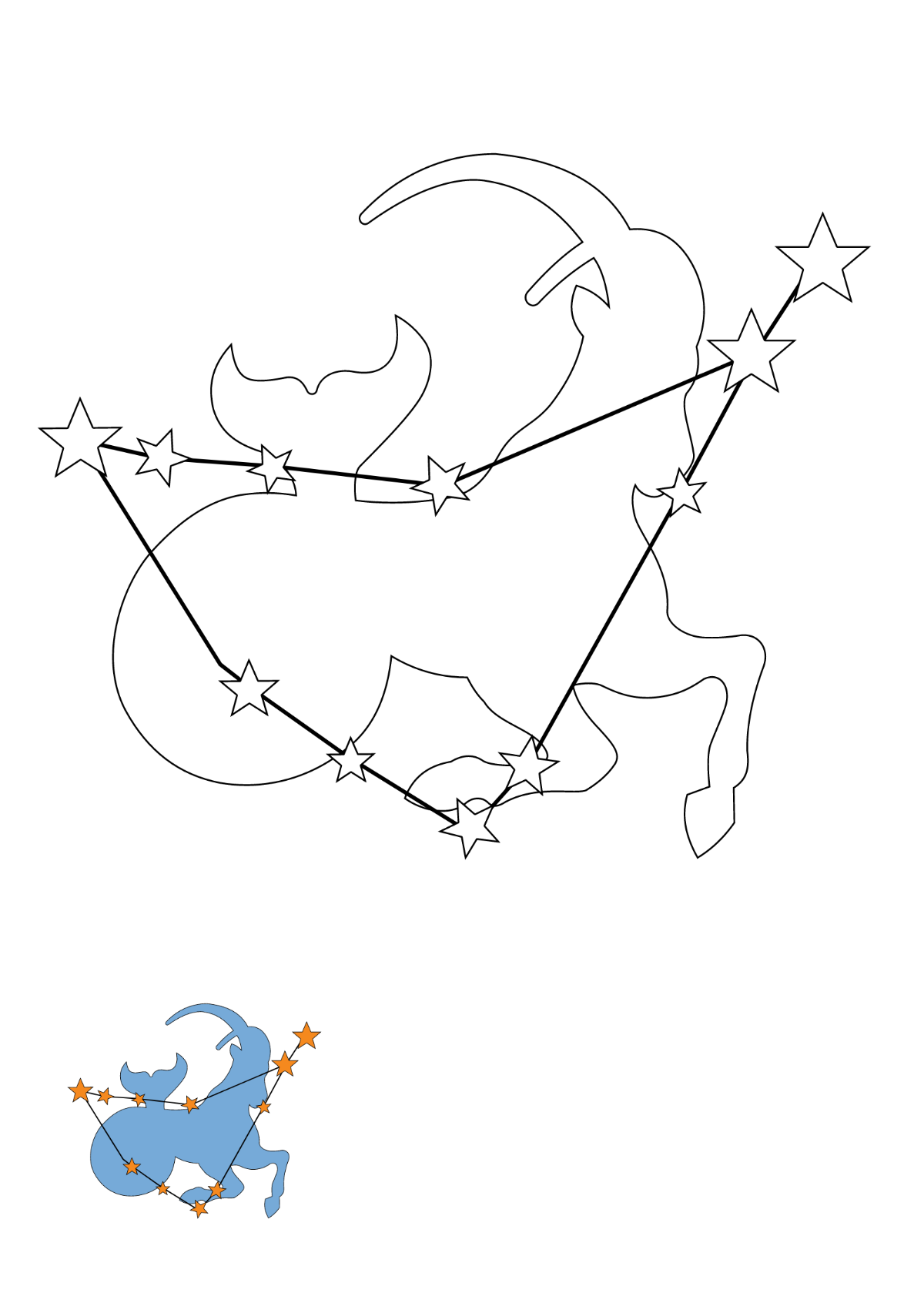 Free Capricorn Constellation coloring page Template