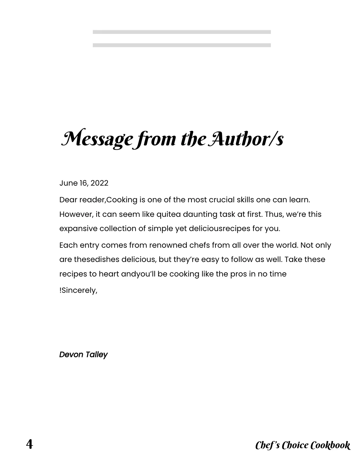 Free Chef Recipes Cookbook Template to Edit Online