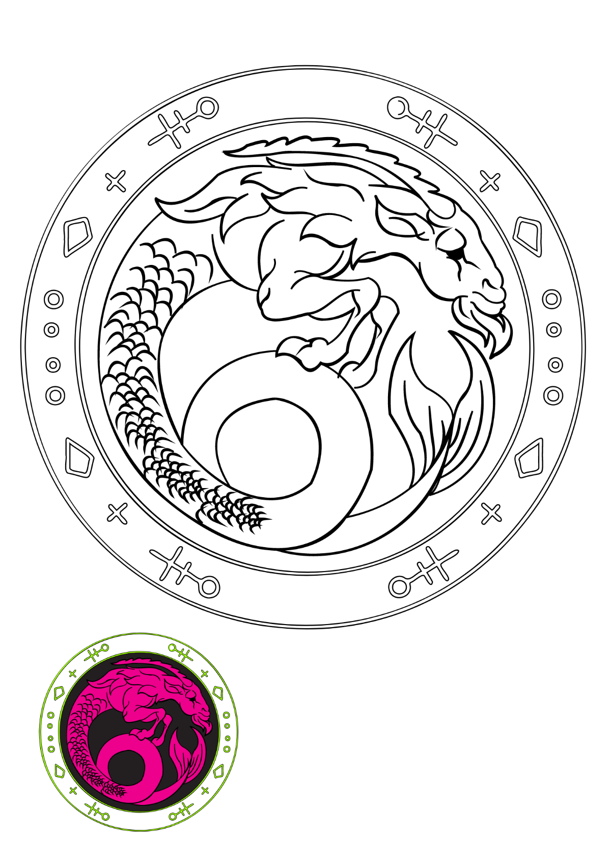 Neon Capricorn coloring page Template