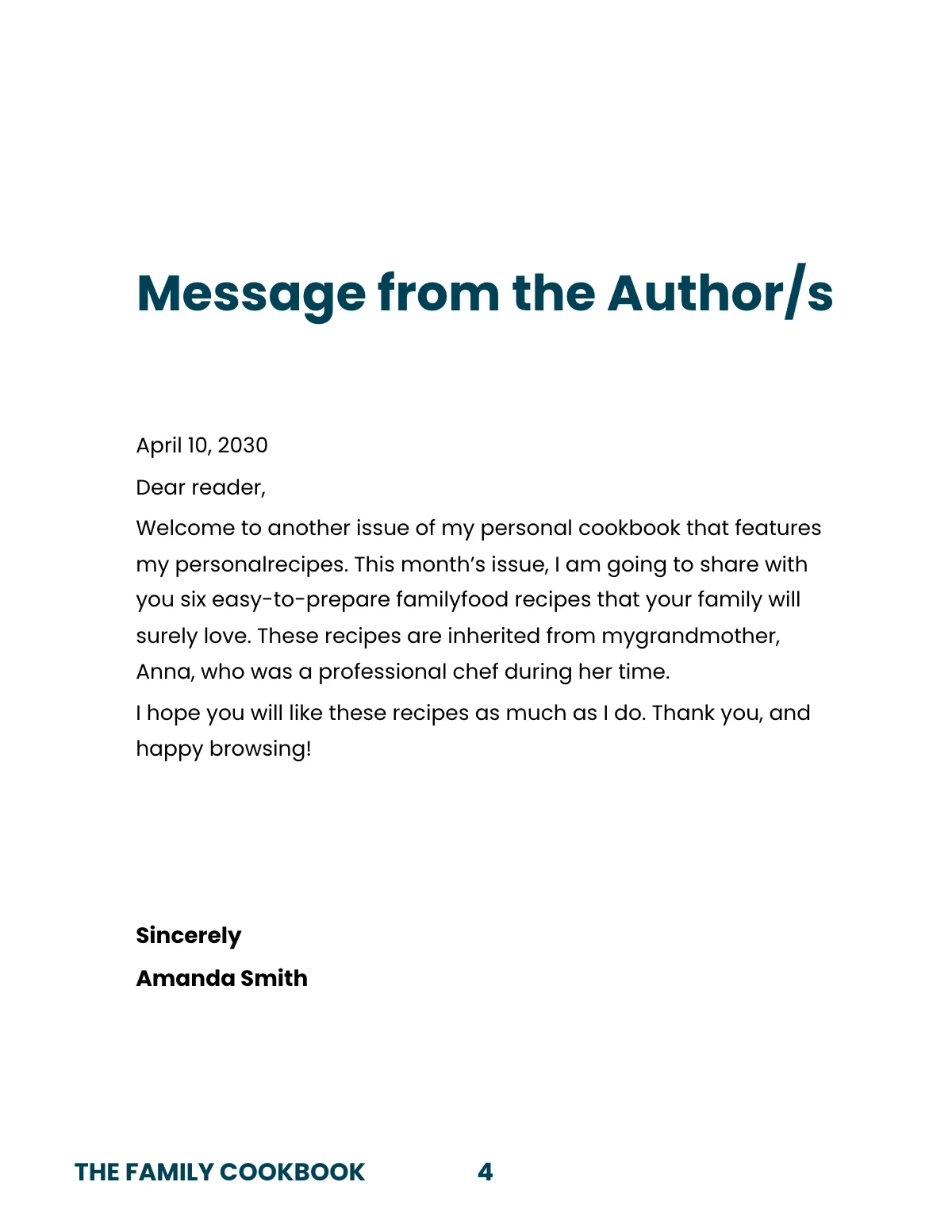 Free Creative Family Cookbook Template to Edit Online