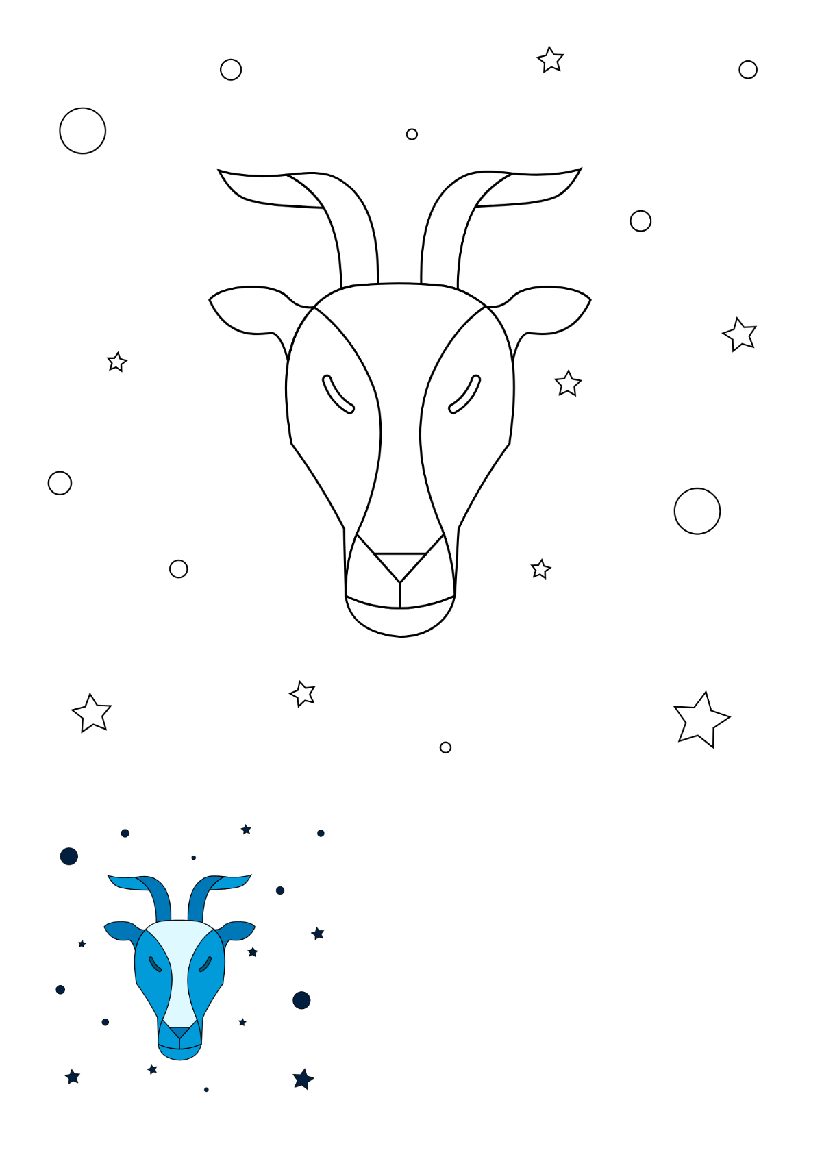 Simple Capricorn coloring page Template