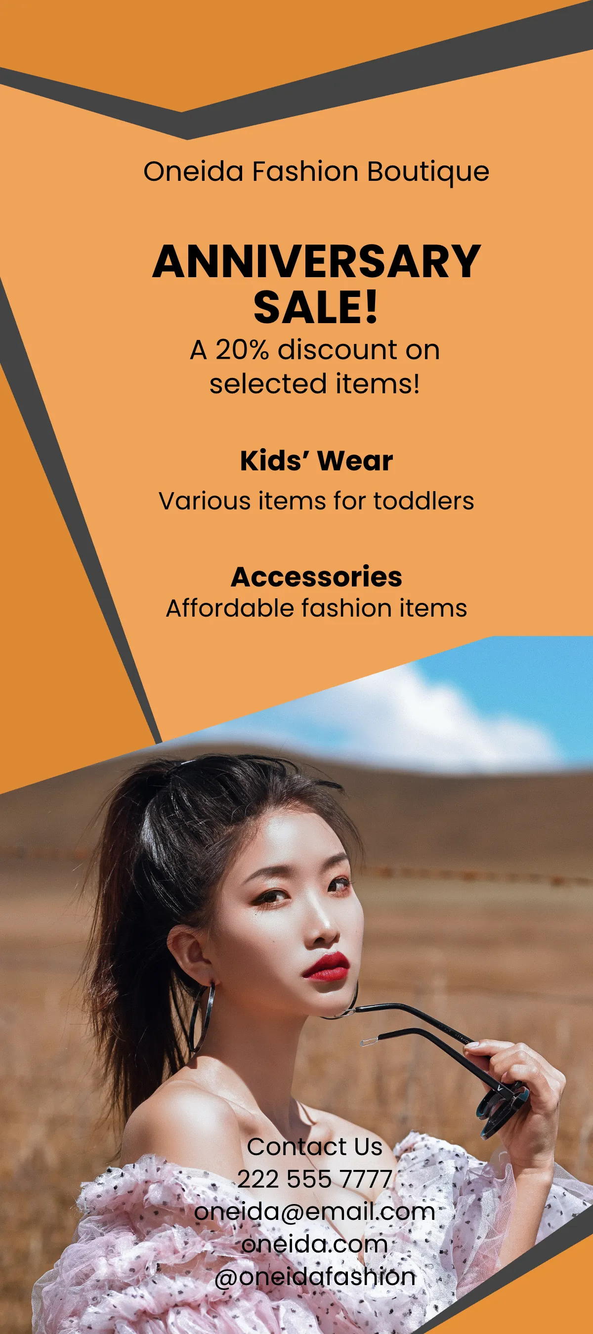 Free Fashion Boutique DL Card Template to Edit Online