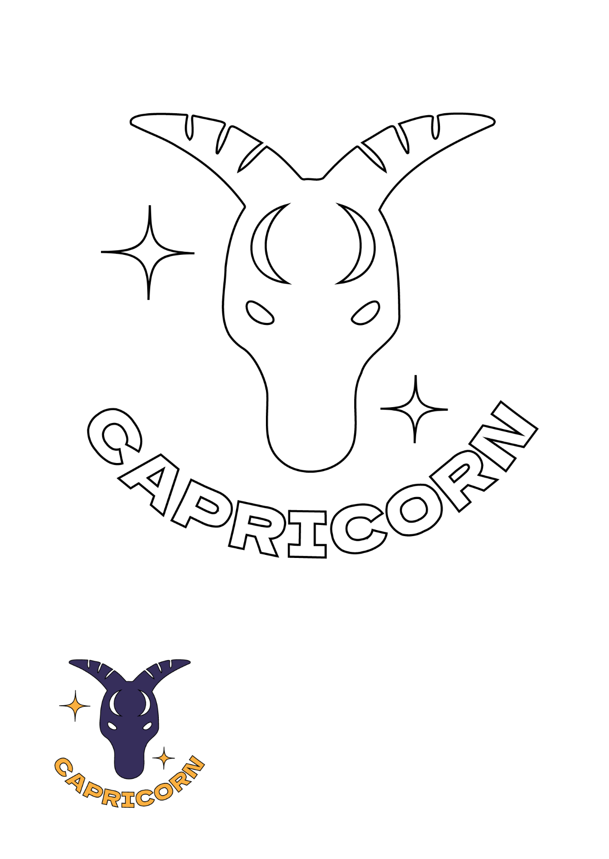 Free Capricorn Logo coloring page Template