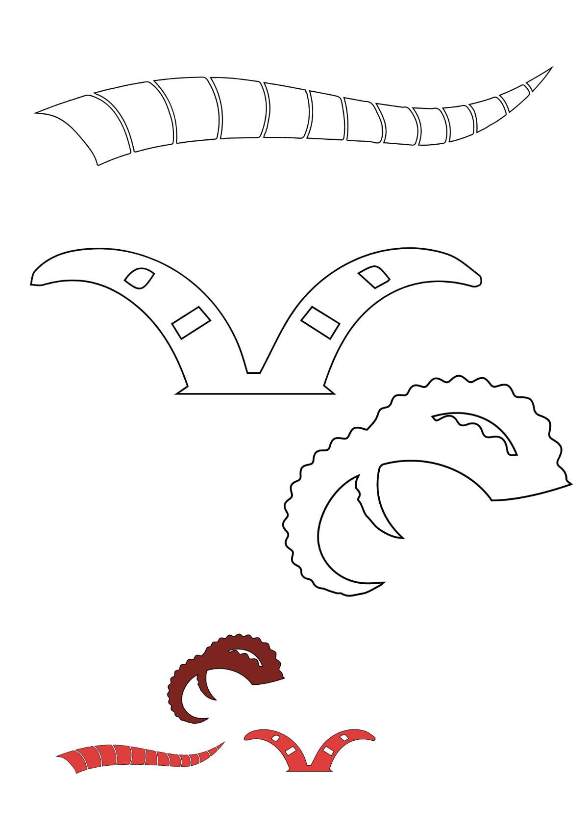 Free Capricorn Horn coloring page Template