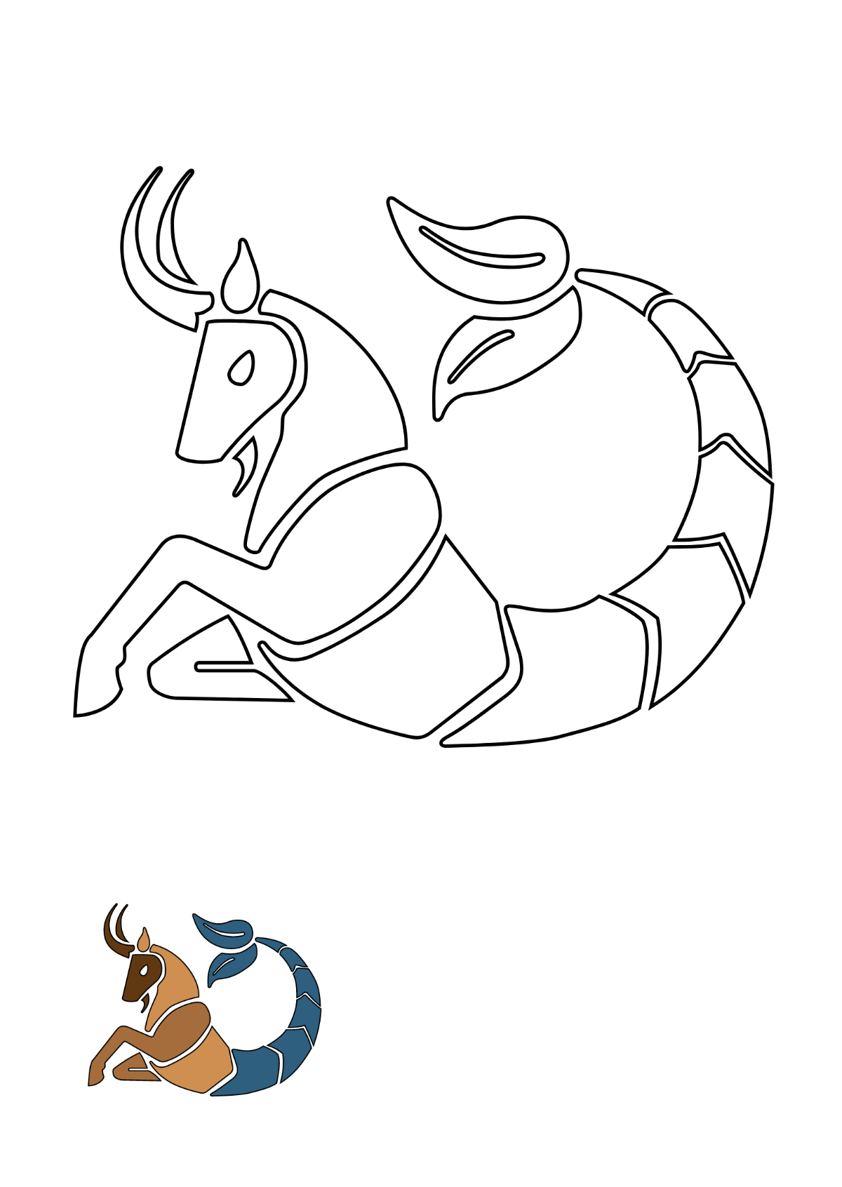 Free Sea Goat coloring page Template