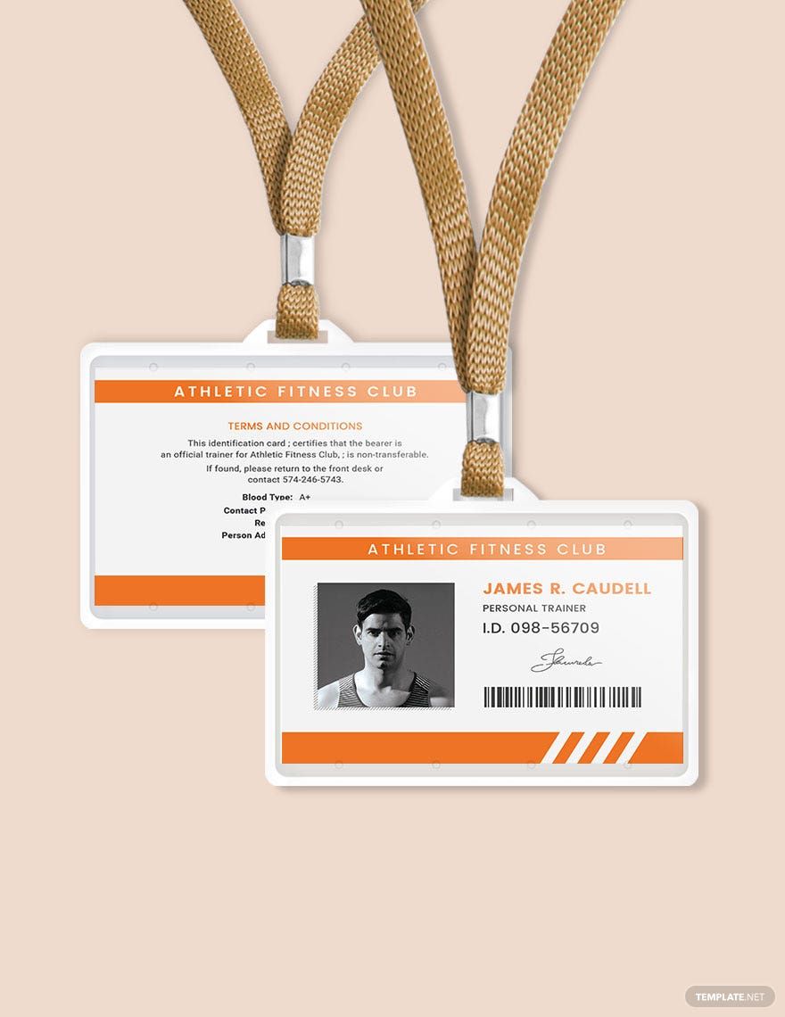 Personal Trainer ID Card Template in Word, Illustrator, PSD, Apple Pages, Publisher