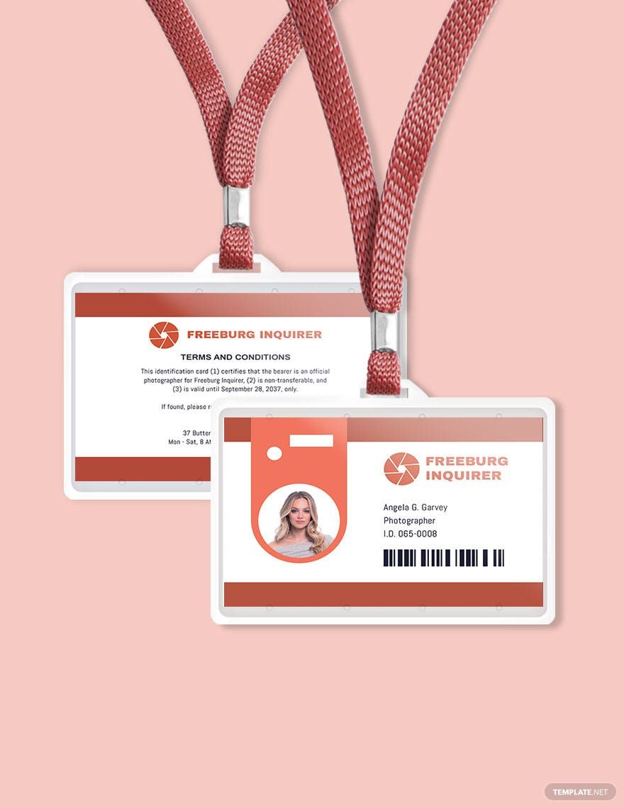 Photographer ID Card Format Template