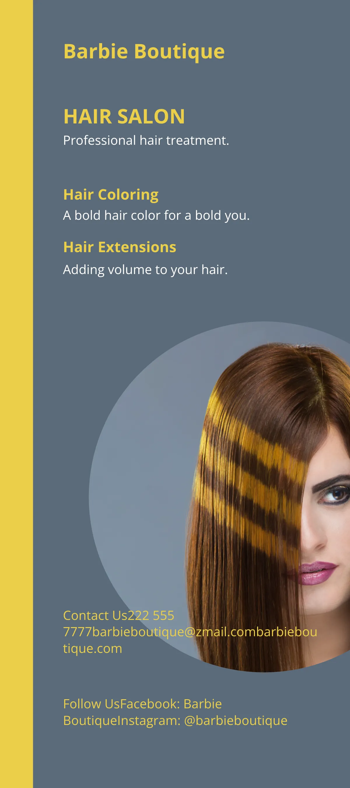 Free Hair Salon DL Card Template to Edit Online