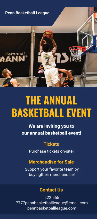 Free Basketball Event DL Card Template to Edit Online