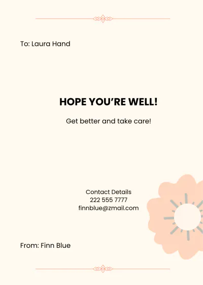 Free Get Well Soon Wish Card Template to Edit Online