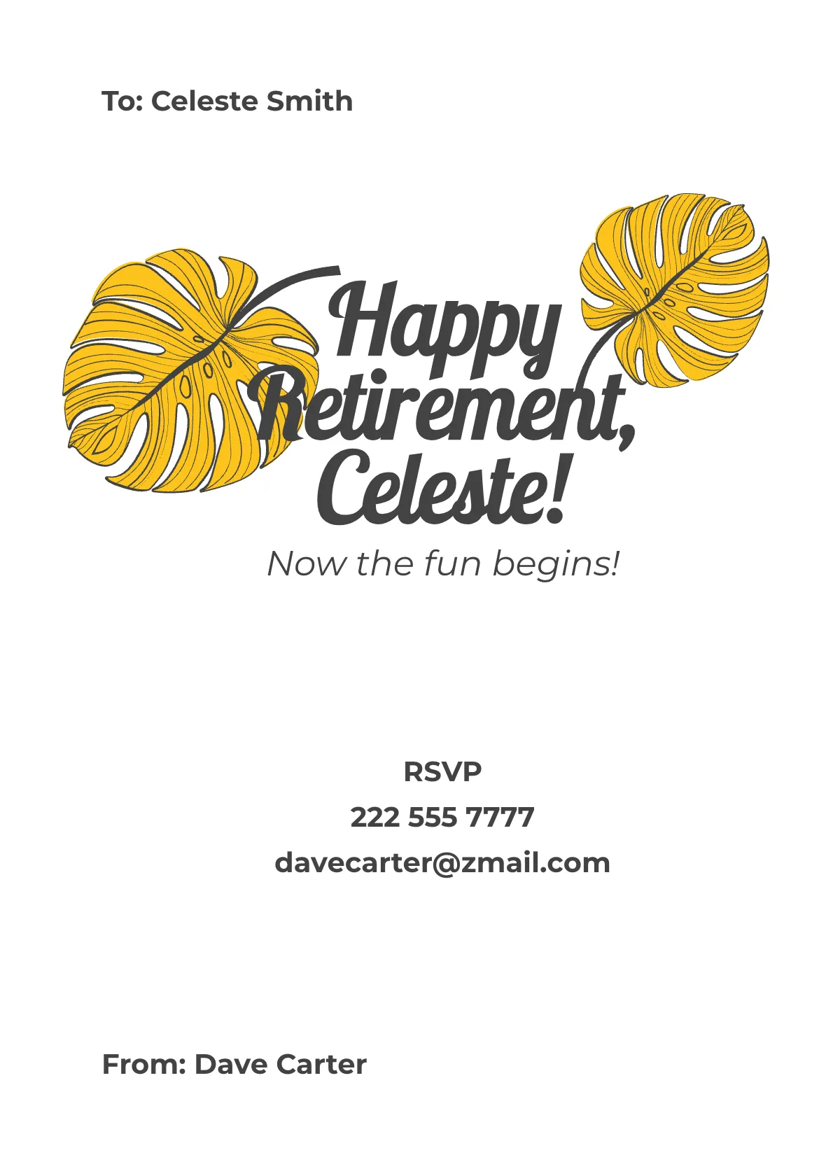 Free Happy Retirement Card Template to Edit Online