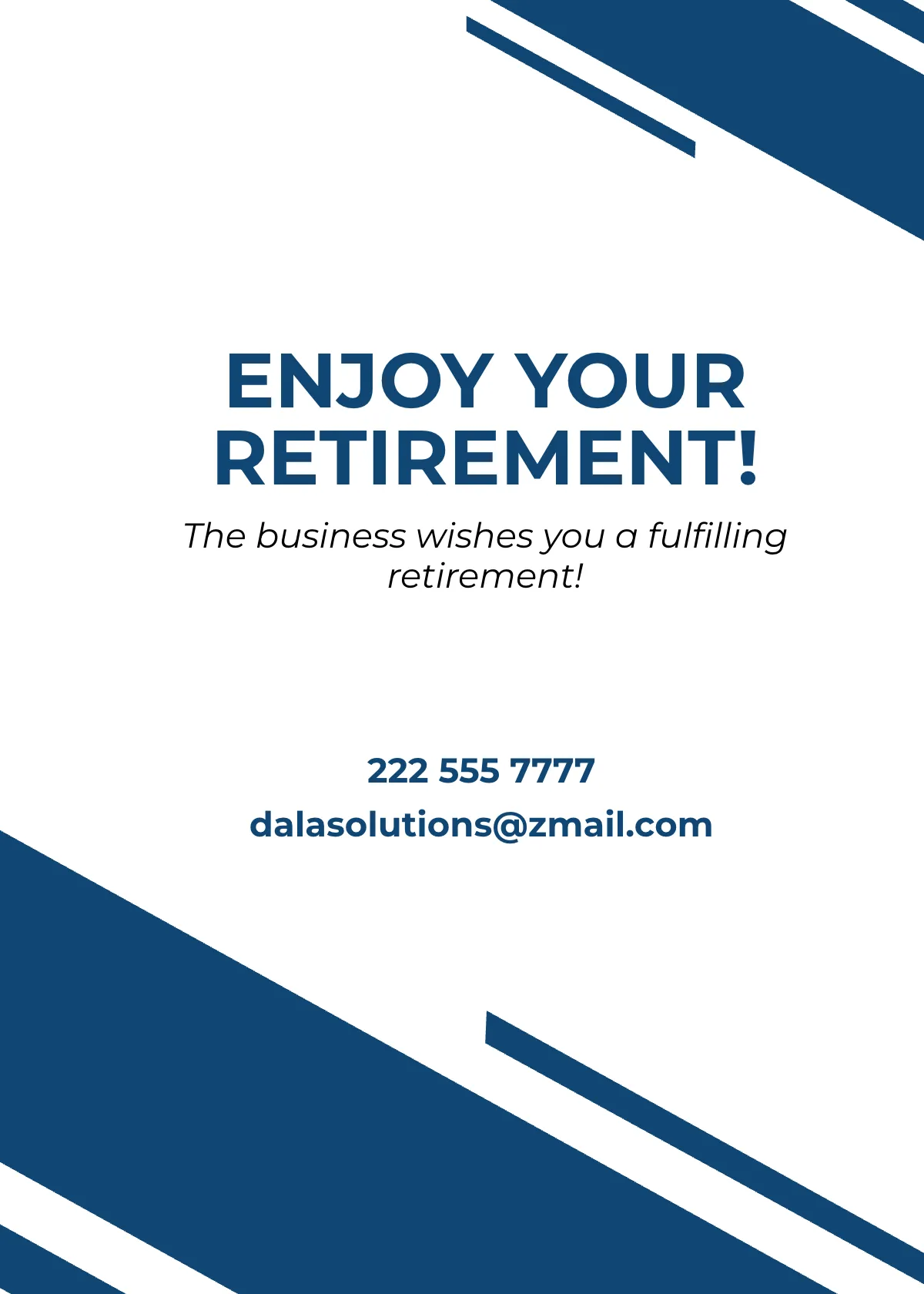 Free Business Retirement Card Template to Edit Online