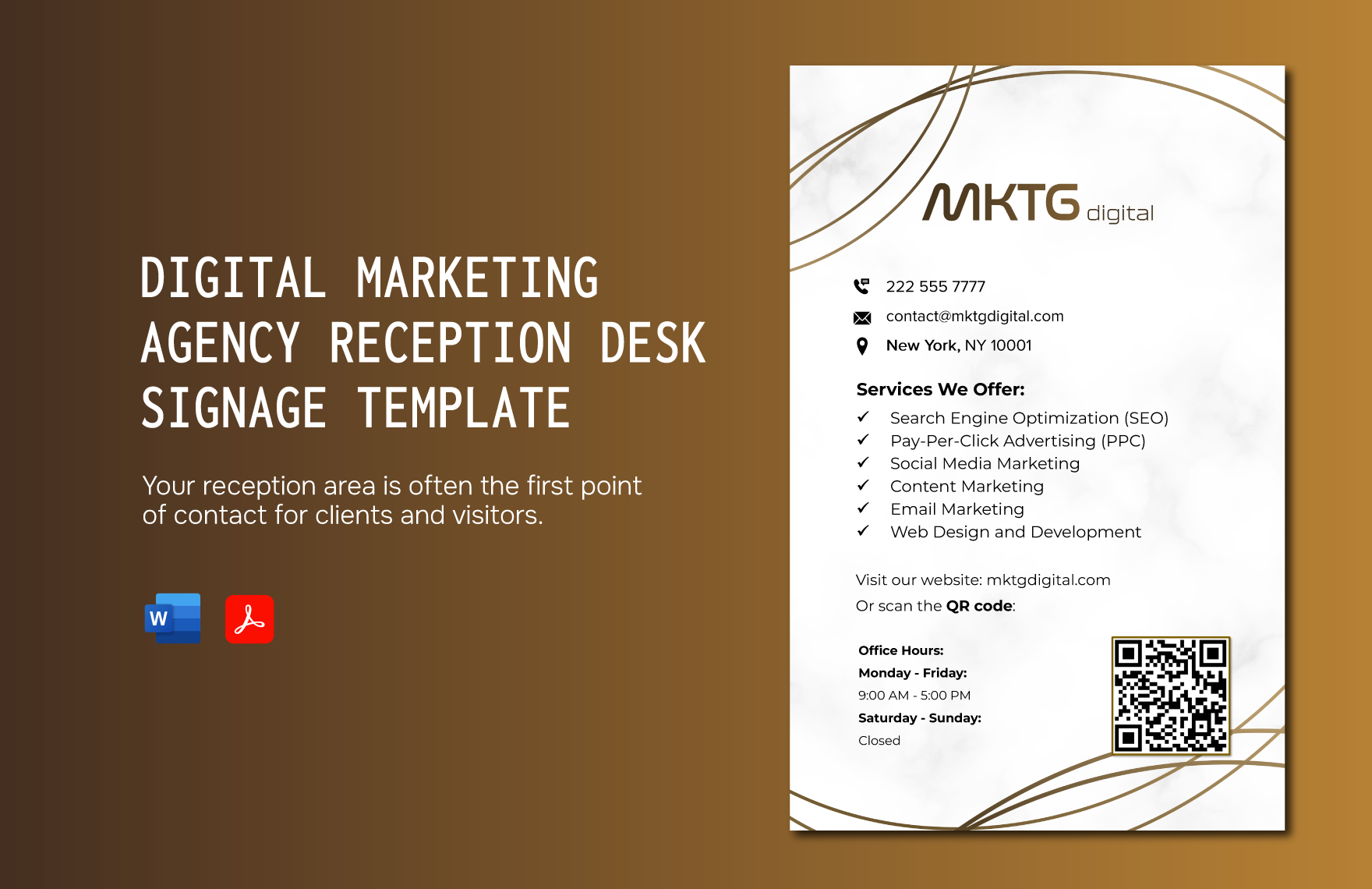 Digital Marketing Agency Reception Desk Signage Template