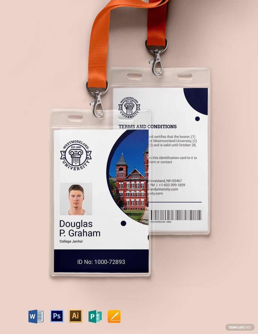 Private College ID Card Template
