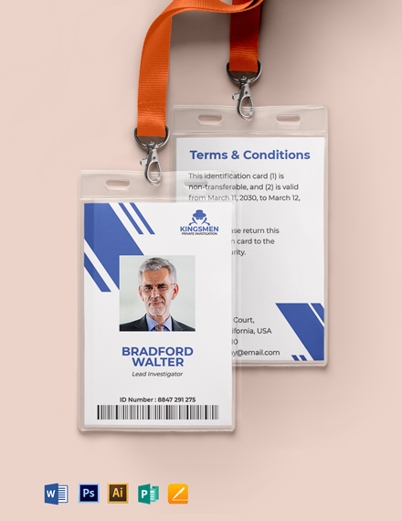 Simple Investigator ID Card Template - Word (DOC) | PSD | Apple (MAC ...