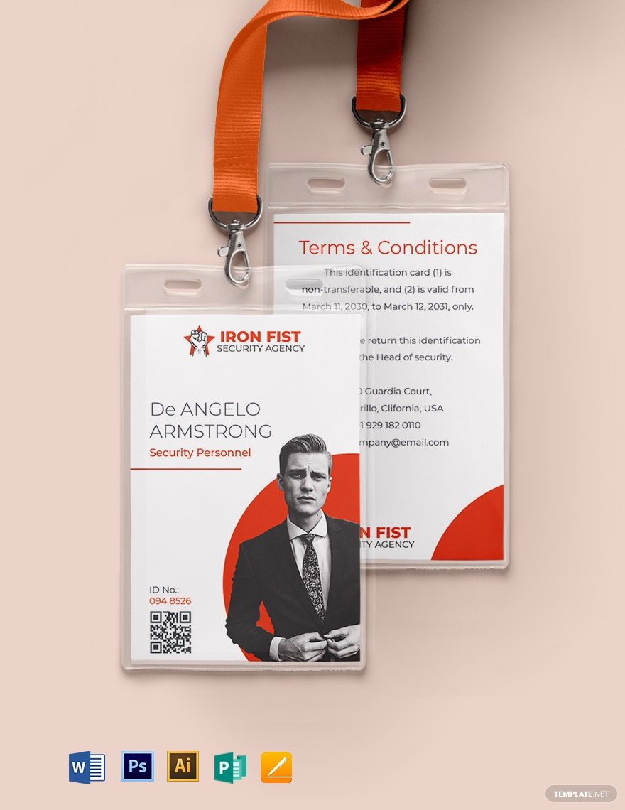 Private Security ID Card Template in Word, Illustrator, PSD, Apple Pages, Publisher