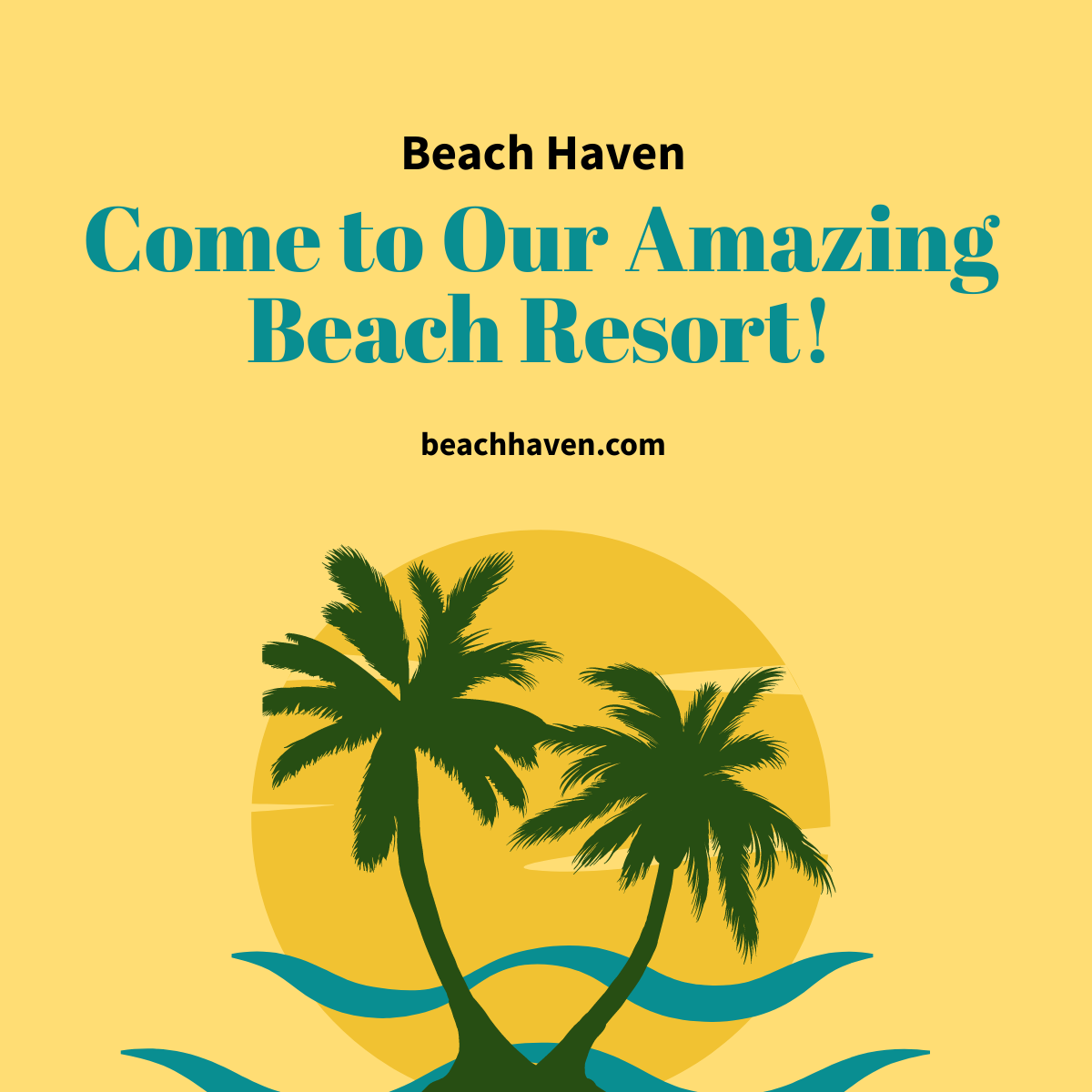 Free Beach Resort Linkedin Post Template