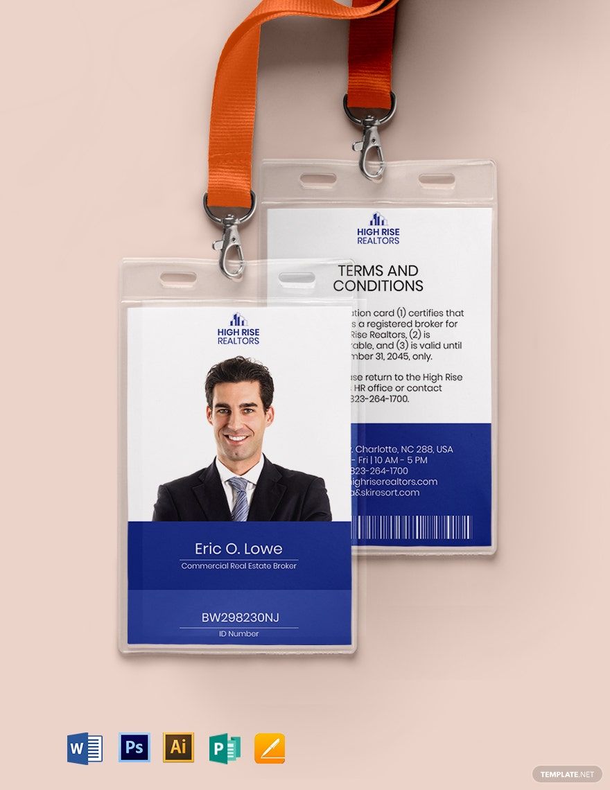 Real Estate Agent ID Card Template