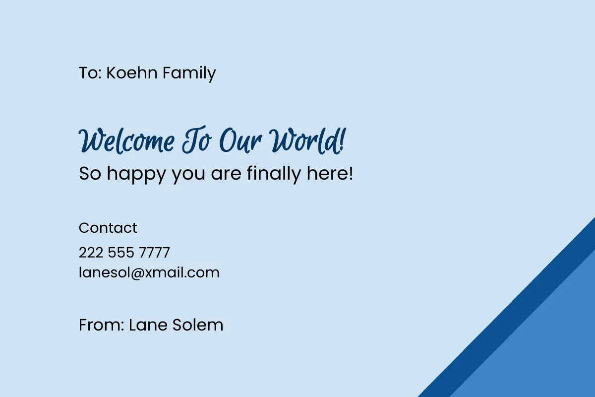 Free Welcome Baby Card Template to Edit Online