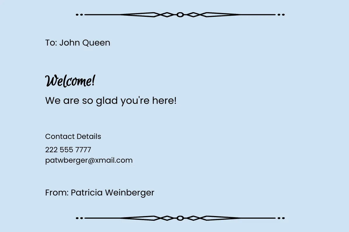 Free Welcome Card Template to Edit Online