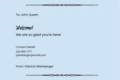 Free Welcome Card Template to Edit Online