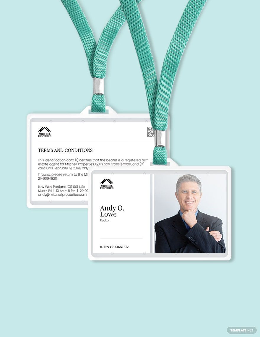 Real Estate Consultant ID Card Template