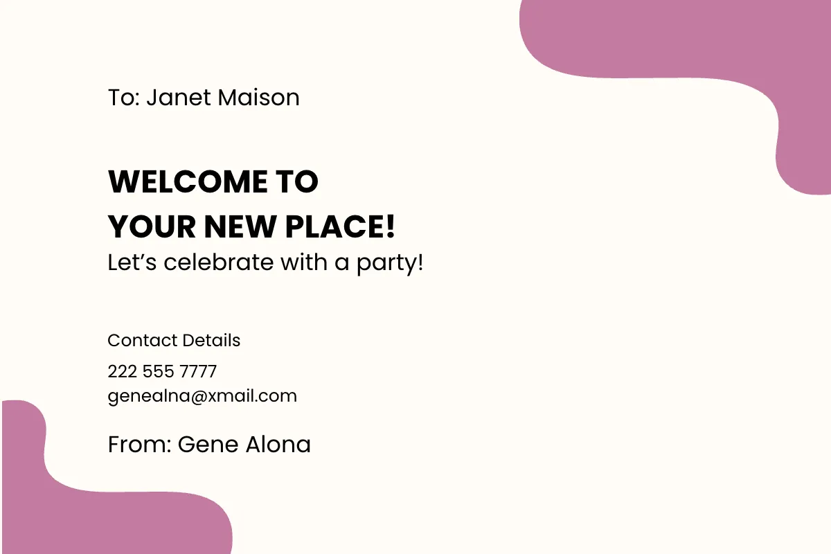 Free Welcome Party Card Template to Edit Online