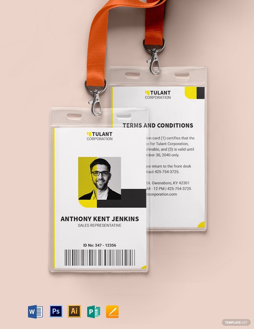 Sales Representative ID Card Template in Publisher Word PSD