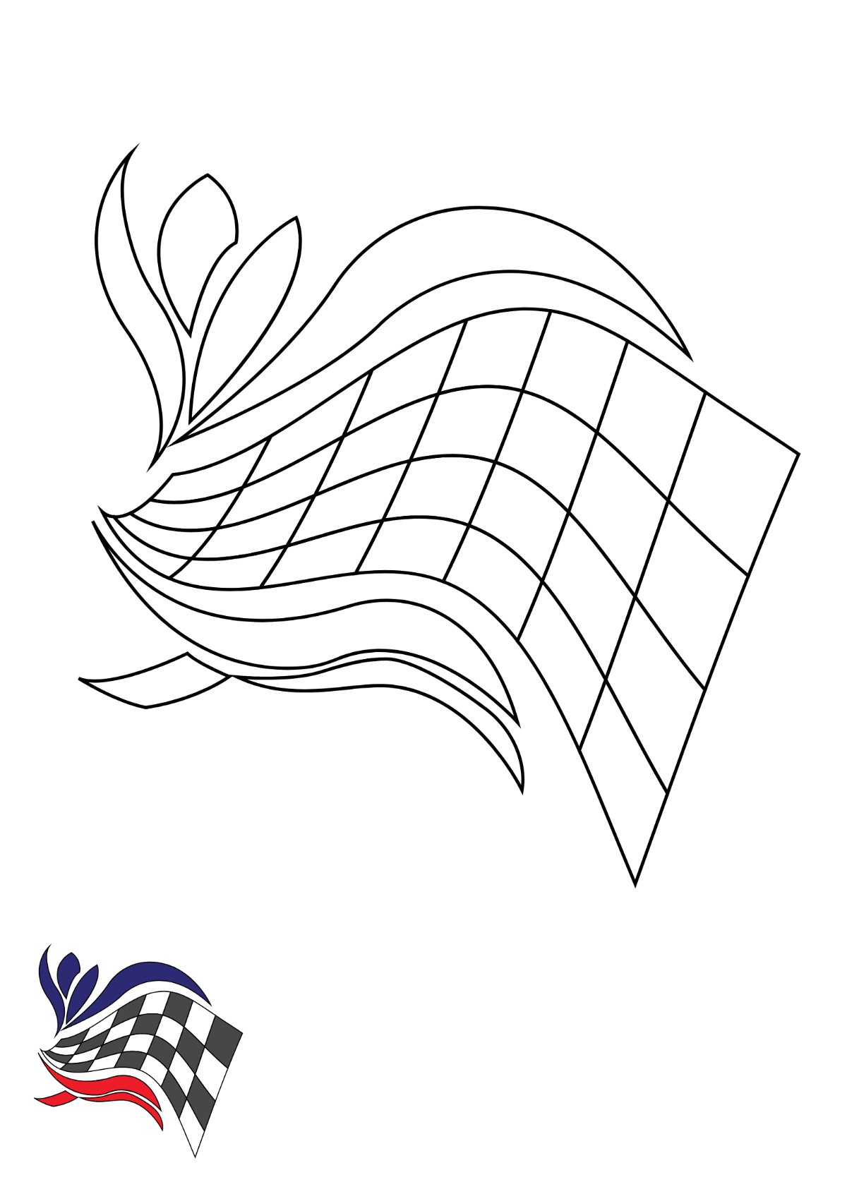Tribal Checkered Flag coloring page