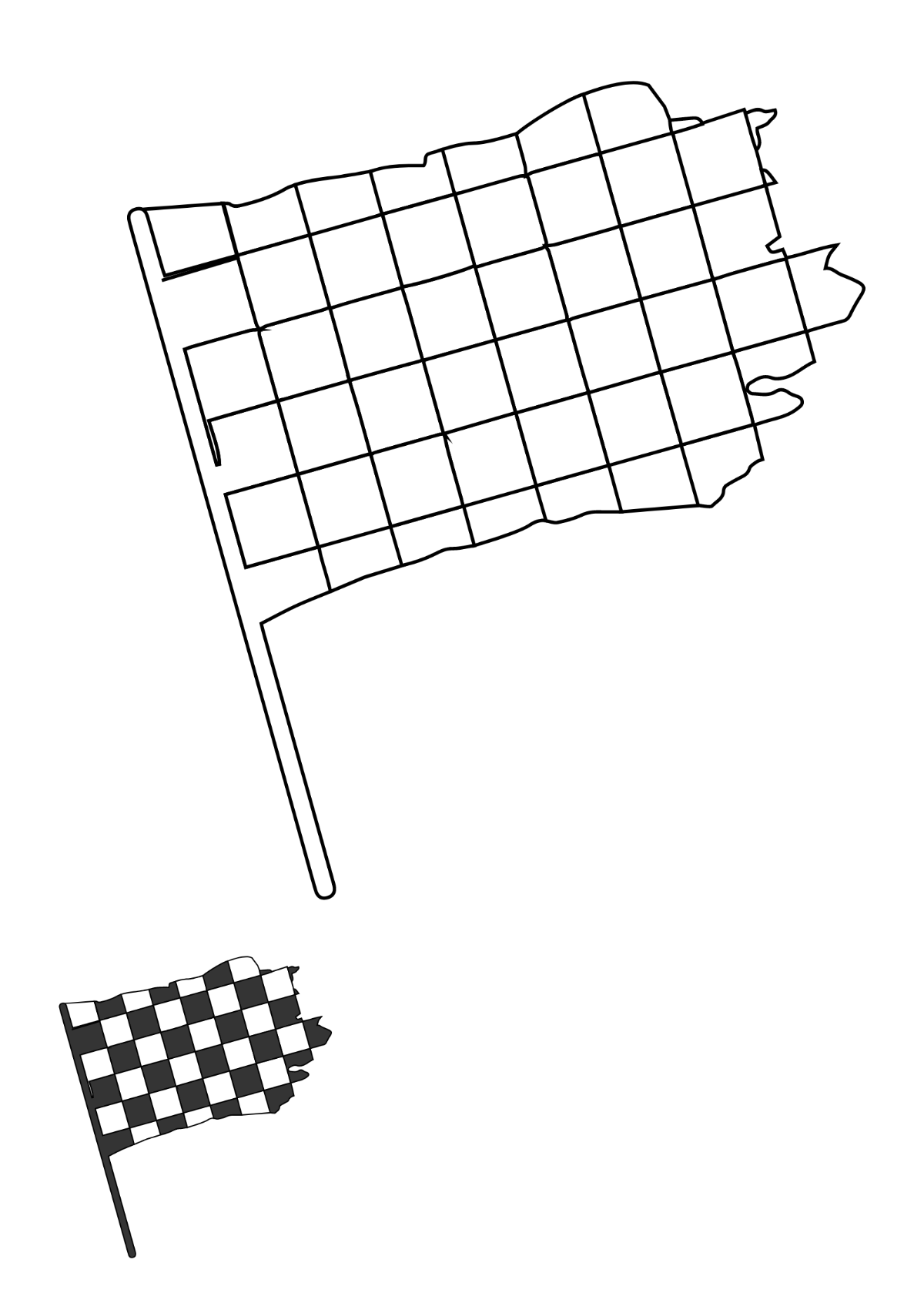 Torn Checkered Flag coloring page Template