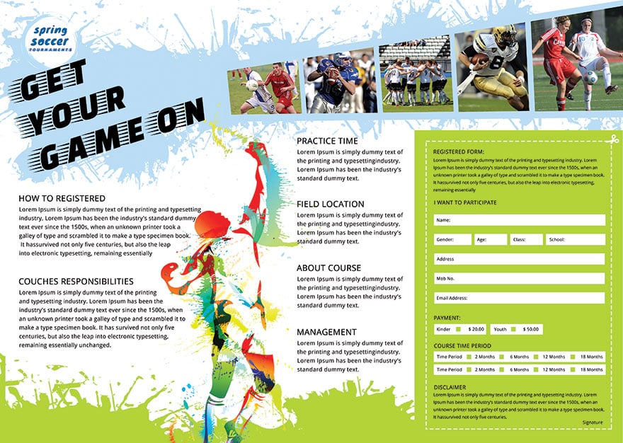 Soccer Tri-Fold Brochure Template in PSD, Illustrator, Word, Publisher ...