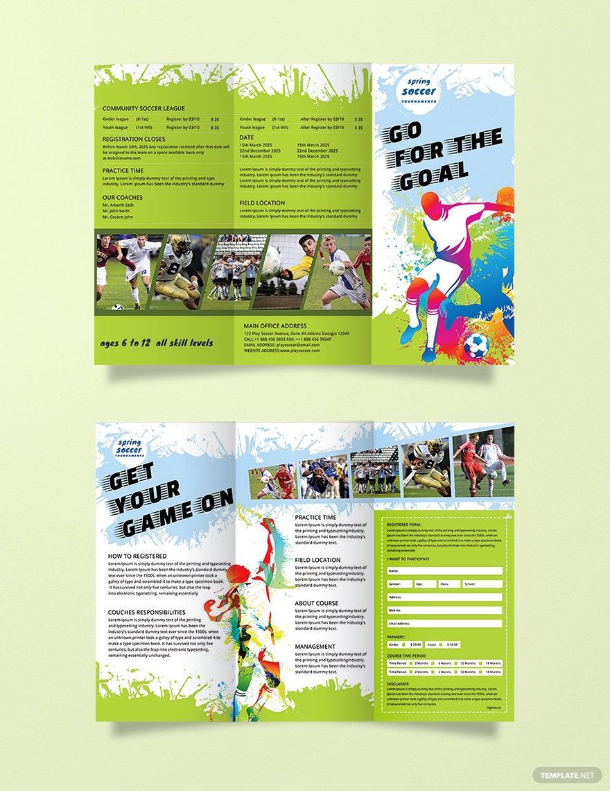 Soccer Tri-Fold Brochure Template