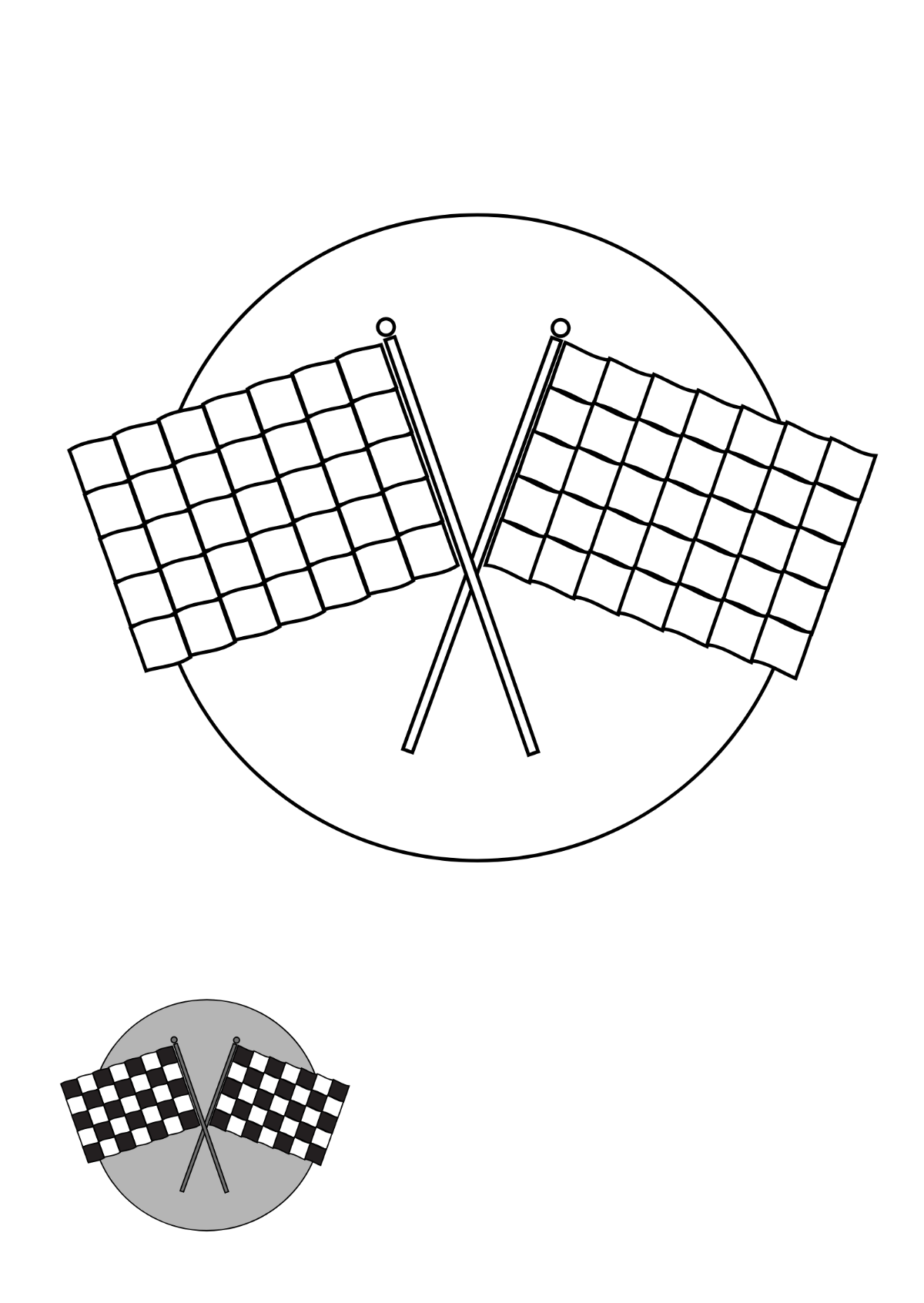 Crossed Checkered Flag coloring page Template