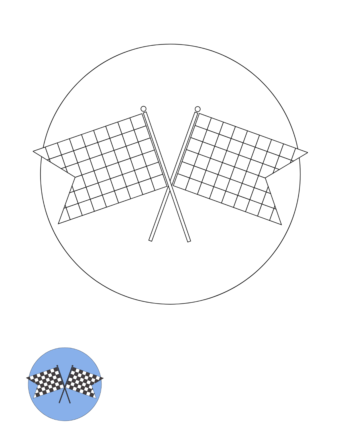Free Double Checkered Flag coloring page Template