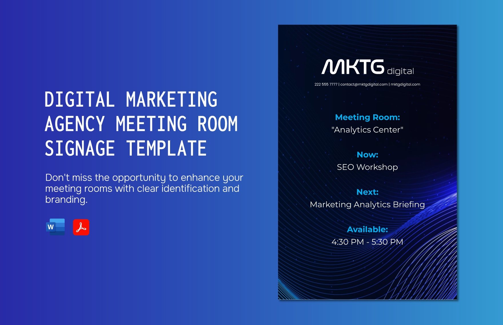Digital Marketing Agency Meeting Room Signage Template