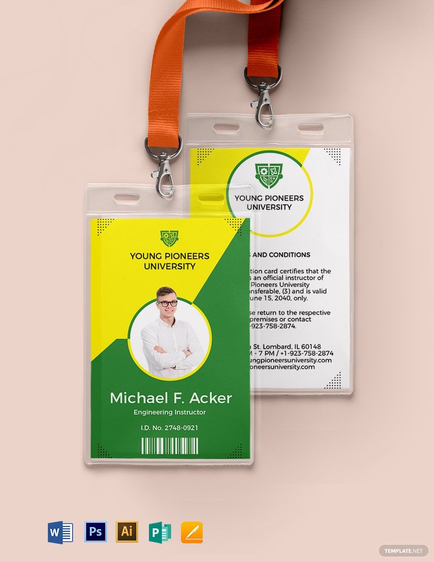  School Teacher ID Card Template In Illustrator Pages PSD Word 