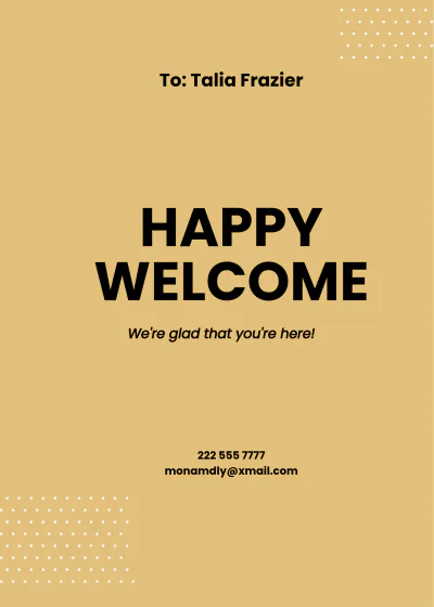 Free Simple Welcome Card Template to Edit Online