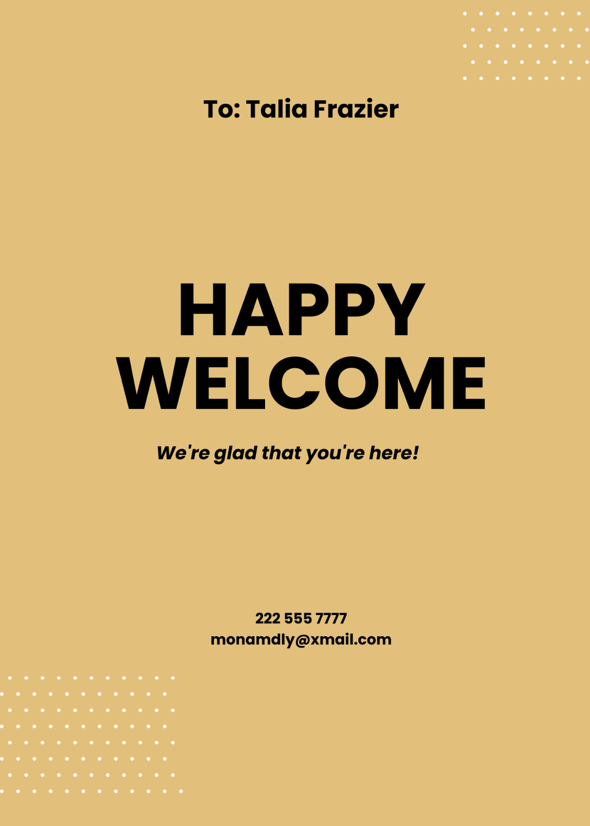 Simple Welcome Card Template