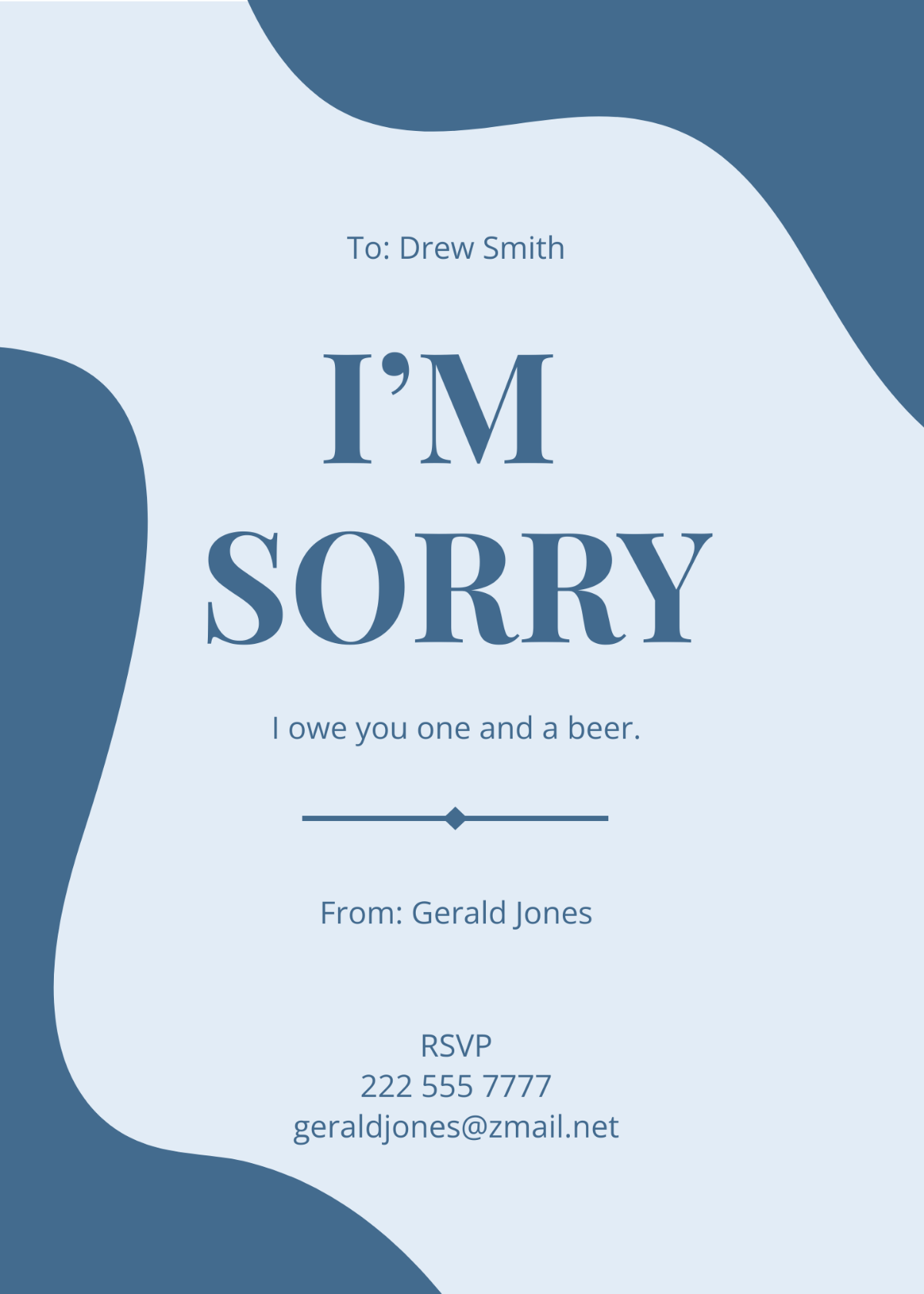 Simple Apology Card Template