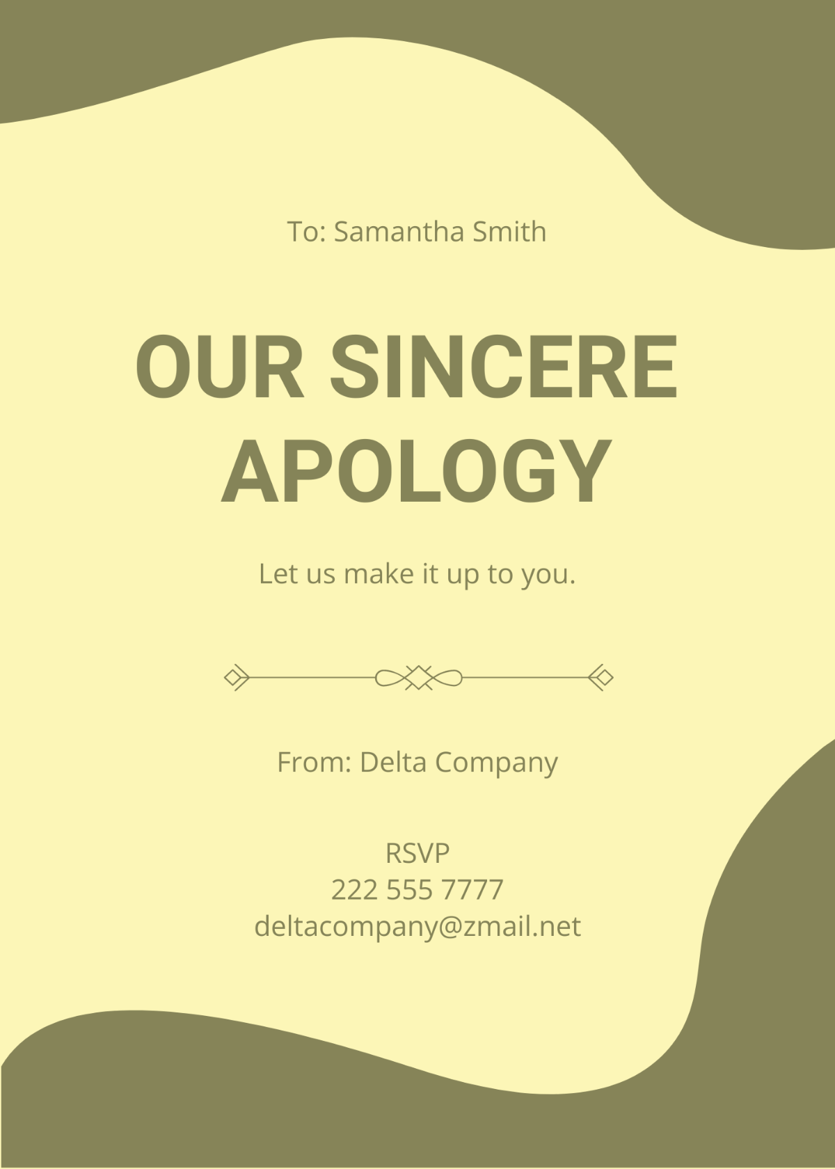 Customer Apology Card Template