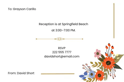 Free Digital Wedding Reception Card Template to Edit Online
