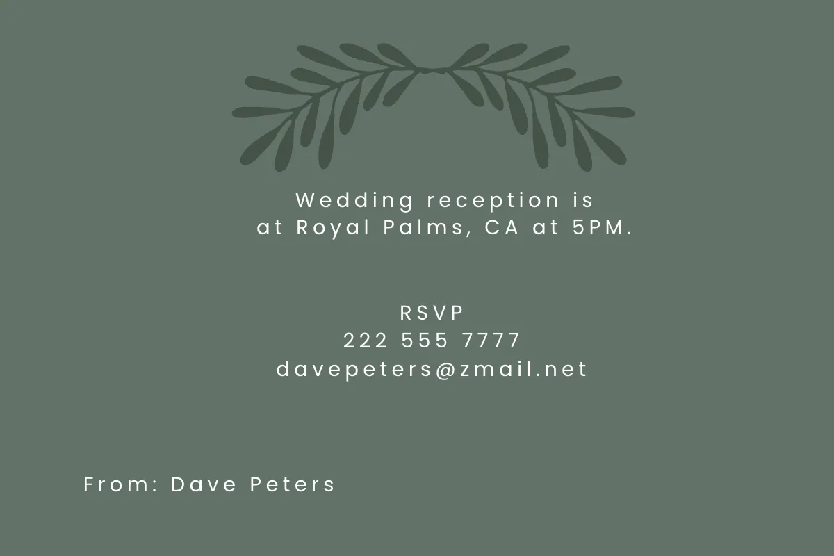 Free Casual Wedding Reception Card Template to Edit Online